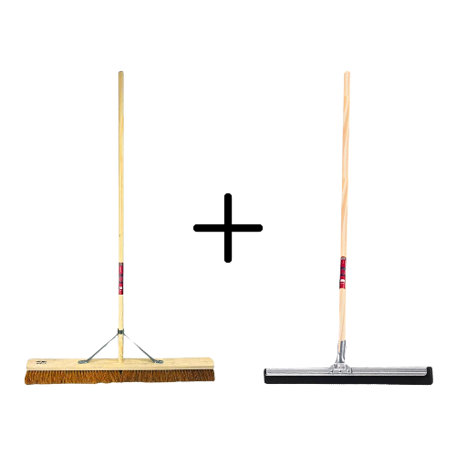 Besen und Abzieher Set mit Holzstiel