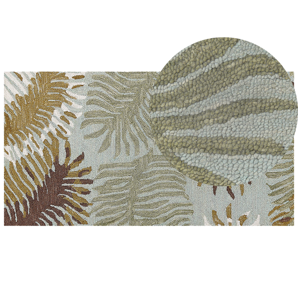 Teppich Wolle mehrfarbig 80 x 150 cm Palmenmuster Kurzflor VIZE