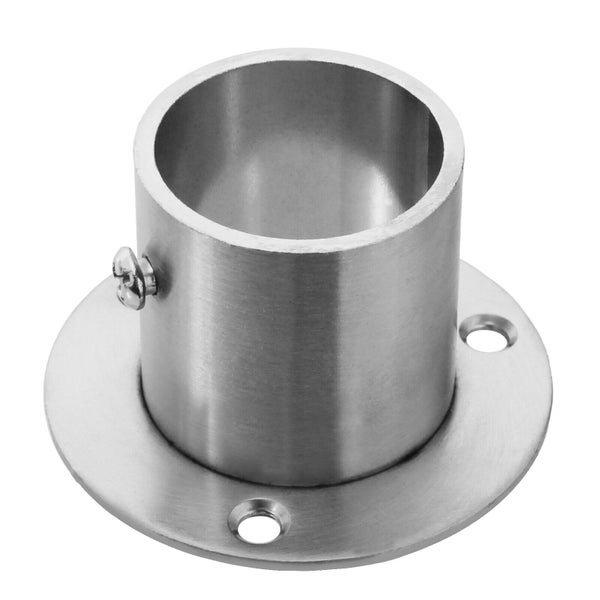 Rundes Rohrflansch aus Metall zur Wand- oder Bodenbefestigung mit Fixierschraube.