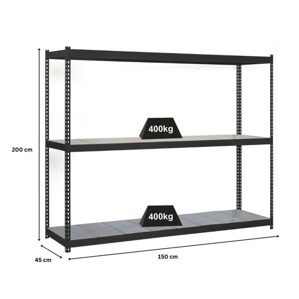 PROREGAL Schwerlastregal Metal Yeti Three HxBxT 200 x 150 x 45 cm Fachlast 400 kg Anthrazit