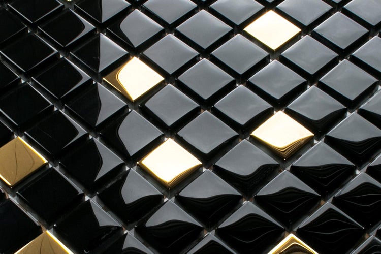 Glasmosaik auf Netz für Bad und Küche 30cm x 30cm  - Nero Gold