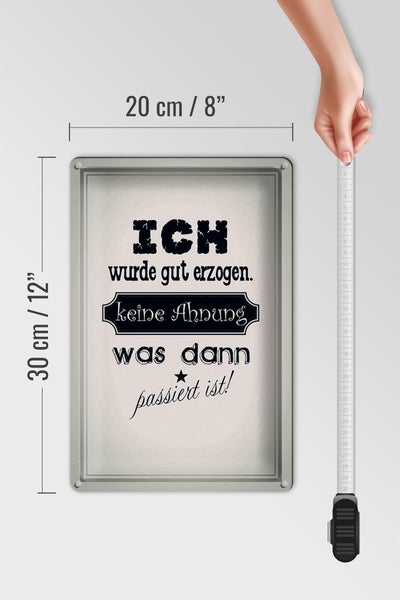Blechschild Spruch 20x30cm ich gut erzogen dann passiert
