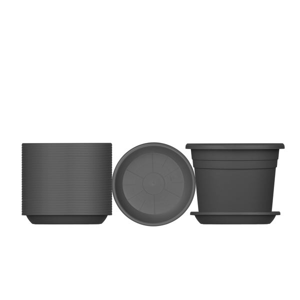 3x Blumentopf Untersetzer Ø 19 cm Farbe Anthrazit Kunststoff Blumenuntersetzer Blumentopfuntersetzer passend zu Ø 20 cm Blumentöpfen
