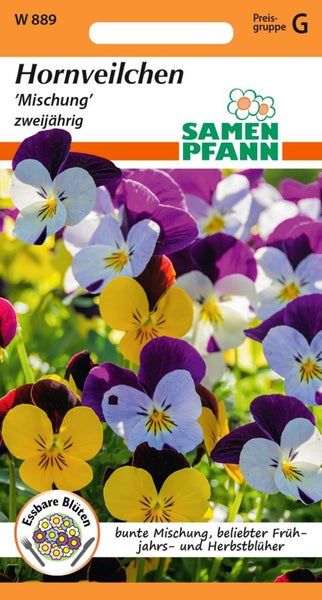 Hornveilchen Mischung, zweijährige Pflanze im Samentütchen