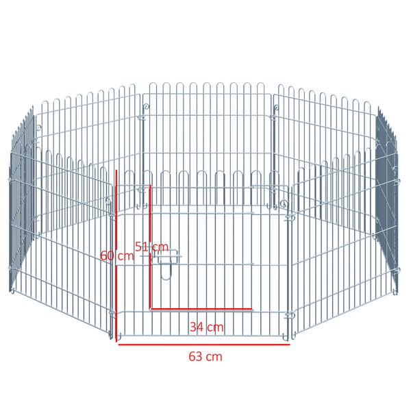 PawHut Freilaufgehege Welpenauslauf Welpenzaun Laufstall Welpengitter für Tiere 8-teilig B63 x H60 cm