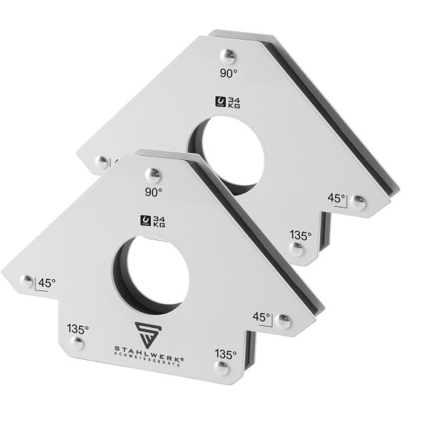 STAHLWERK Magnet-Schweißwinkel 45° x 90° x 135°, 34 kg / 75 lbs 2er Set