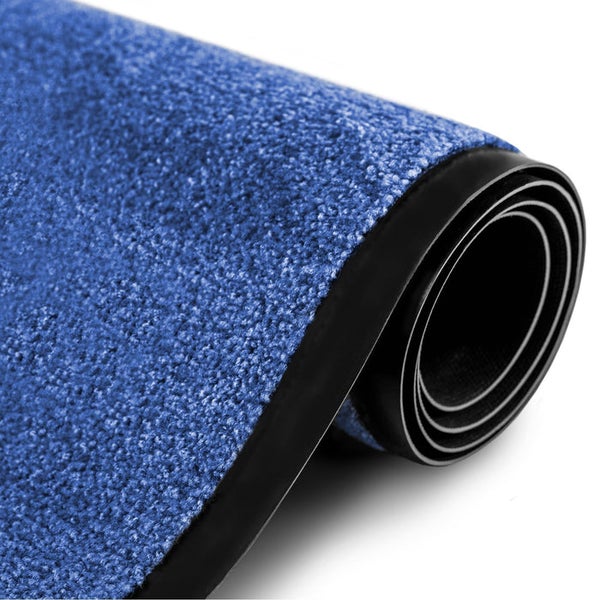 FLOORDIREKT Fußmatte Rhine - Unicolor - Schmutzfangmatte für Innen & Außenbereiche - Blau - 90 x 150 cm