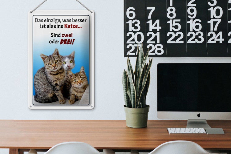 Blechschild Spruch 20x30cm einzige was besser ist als Katze