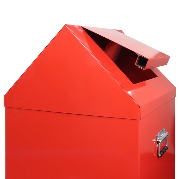 PROREGAL Sicherheits Putzwollkasten mit Selbstschließendem Schwingdeckel HxBxT 68 x 40 x 40 cm Feuerrot