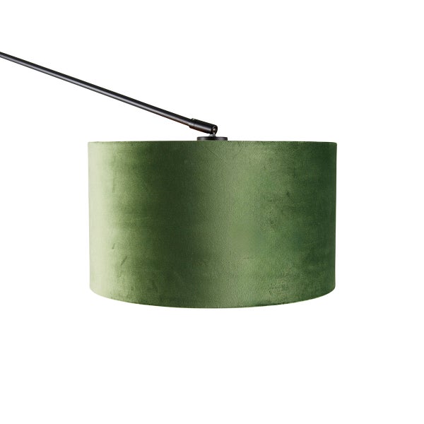 Wandleuchte schwarz mit Veloursschirm grün 35 cm verstellbar - Blitz