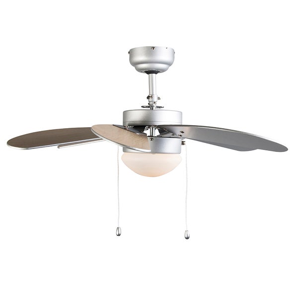Deckenventilator mit Beleuchtung und drei wendbaren Ventilatorflügeln in modernem Design
