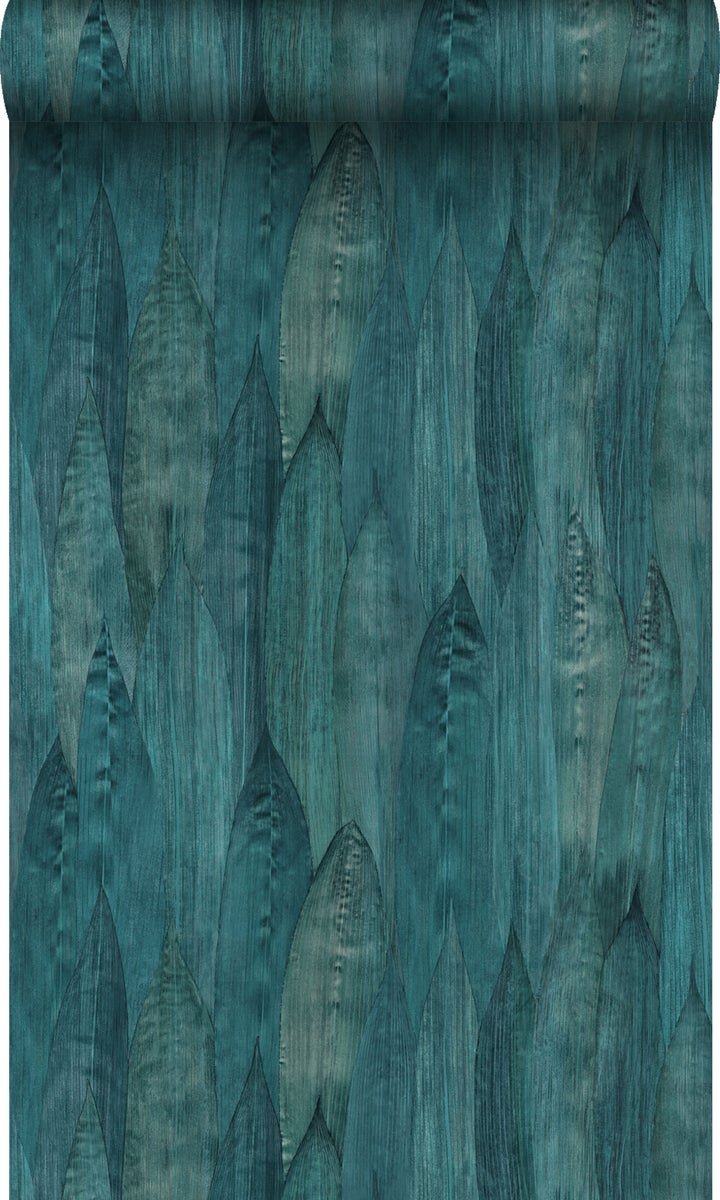 Origin Wallcoverings Öko-Strukturtapete Blätter Meeresgrün - 53 cm x 10,05 m - 347368