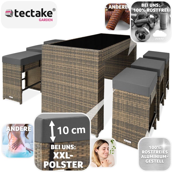 Rattan Barset tectake Ibiza mit Aluminiumgestell 2 Bezugssets