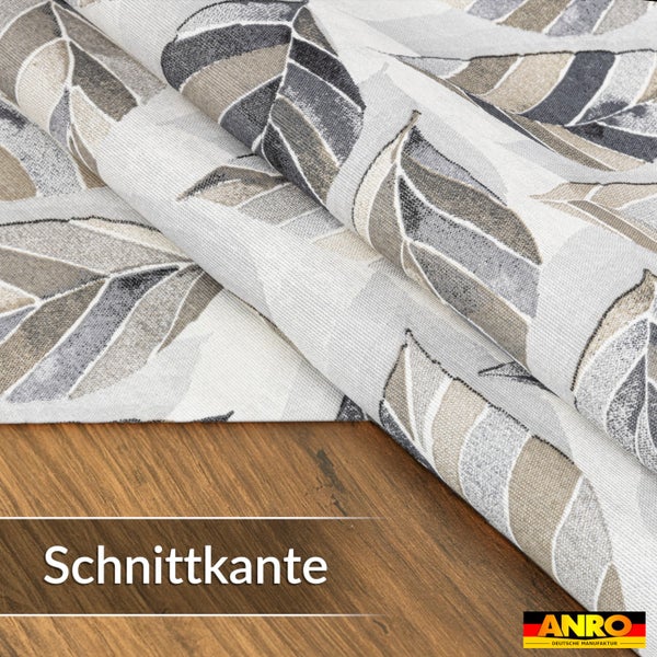 Wachstuch mit Blattmuster und Schnittkante, ANRO Logo.