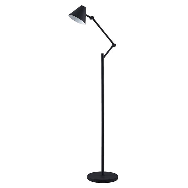 Schwarze Stehlampe mit verstellbarem Arm