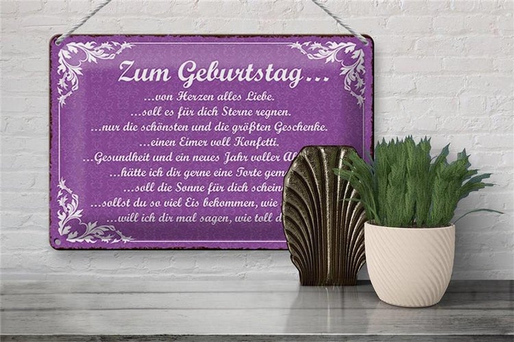 Blechschild Spruch 30x20cm zum Geburtstag alles Liebe