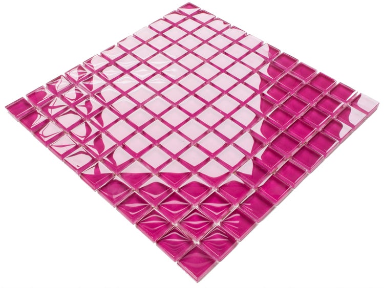 Glasmosaik auf Netz für Bad und Küche 30cm x 30cm  - Pink Grapefruit