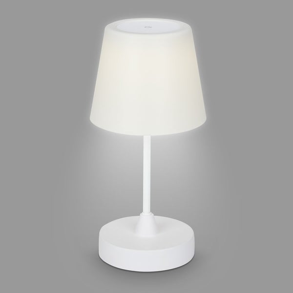 BRILONER CAMPI LED Tischlampe kabellos, IP44 Spritzwasserschutz, Touchfunktion, in Stufen dimmbar, Neutralweißes Licht, weiß, 14,5 x 30 cm