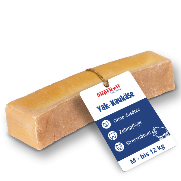 Supravit Yak Kaukäse für Hunde Größe M bis 12 Kilogramm als natürlicher Kausnack zur Zahnpflege und zum Stressabbau