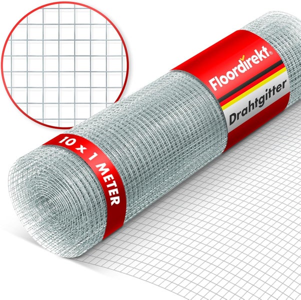 FLOORDIREKT Drahtgitter - Wühlmausgitter - Verzinkt - Maschenweite: 6,3 mm - 1 x 10 m