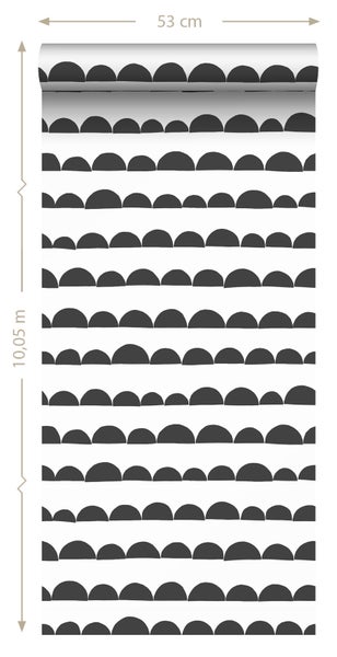 Tapetenrolle mit Halbkreis-Muster, 53 cm breit und 10,05 m lang