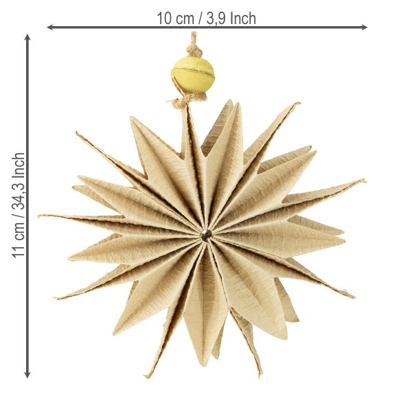 Dekostern mit gelber Kugel und einer Größe von 10 mal 11 Zentimetern