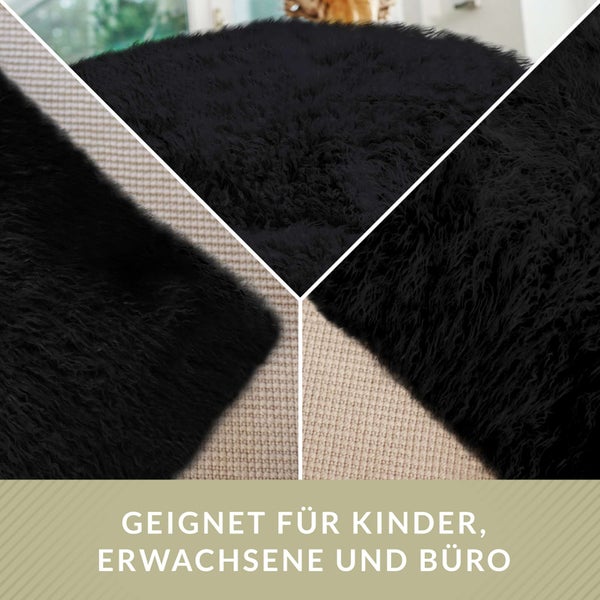 Green Bean XXL-Sitzsack Fellotpik mit Füllmaterial (EPS Perlen - 380 Liter) - Indoor Maße ca 180 x 140 cm - Bean Bag Sitzkissen Sitzpuff Sitzsessel Bodenkissen Lounge Schwarz