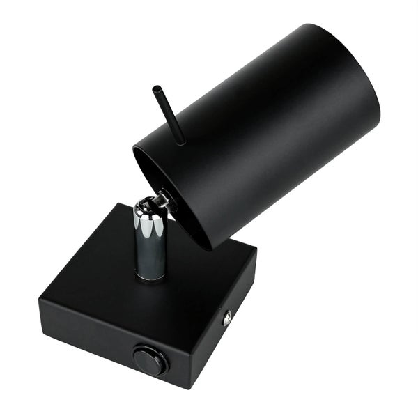 Schwarze Wandleuchte mit zylindrischem Lampenschirm