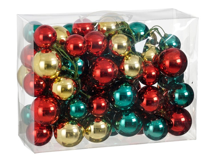 LAALU Satz von 68 Ornamenten: Girlande mit farbigen Ornamenten 180 cm
