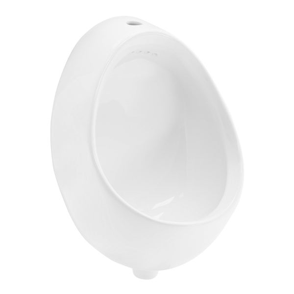 ECD Germany Urinal Zulauf von Oben Weiß, Hochwertige Keramik Pinkelbecken, Modernes Design Pissoir, 35 x 42 x 30 cm, Rund, Spülrand Geschlossen, Ablauf nach hinten, WC-Urinal Absaugeurinal Becken