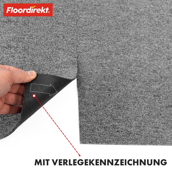 FLOORDIREKT Teppichfliese Moscow - Selbstliegend - 50 x 50 cm - Grau