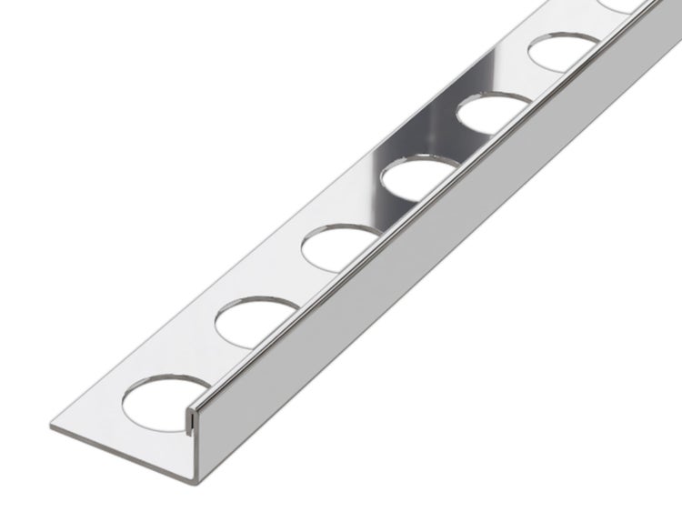 Edelstahl J Eckprofil für Fliesen 1.2cm x 244cm - Glänzendes Silber