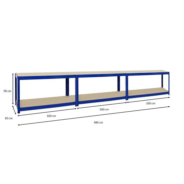 PROREGAL Mega Deal 3x Höhenverstellbare Werkbank Dino HxBxT 90 x 160 x 60 cm Traglast 600 kg Blau