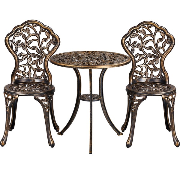 Gartenset mit zwei Stühlen und einem Tisch mit floralem Muster