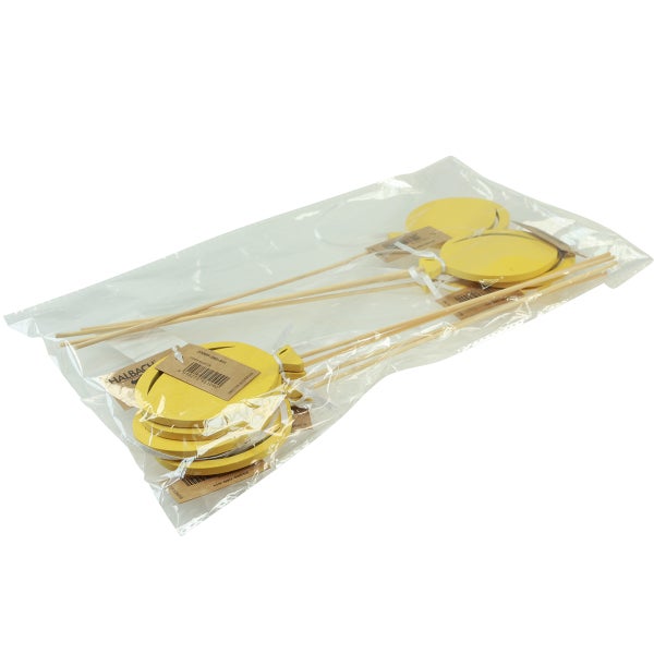 Verpackung mit Holzdekorationen in Ballonform mit Stäben