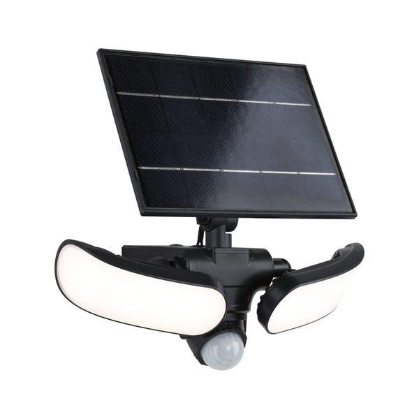 Solar LED Wandfluter Sonlig Dämmerungsgesteuerter Bewegungsmelder (IR) IP65 eckig 286x137mm 3000K 2x9W 2x1100lm 3,7V Anthrazit Kunststoff