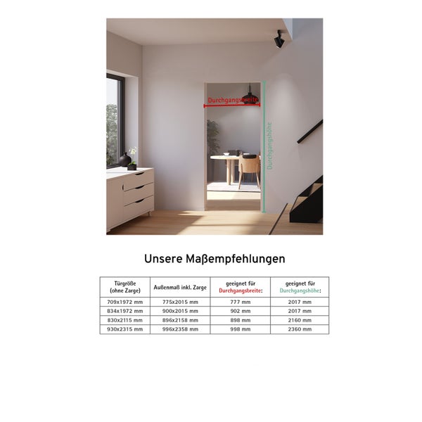 Loft Glastür 830x2115mm Klarglas DIN Rechts Komplettset 6 Felder Kickplatte mit Beschlag Griffstange und Zarge