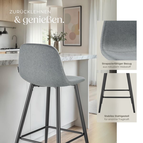 Grauer Barhocker mit Stahlgestell in moderner Küche