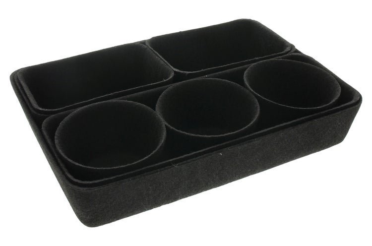 FRANK FLECHTWAREN|Schubladen-Organizer Black, 8er Set, 8 x 8 x 5 cm (3x), 13 x 9 x 5 cm (2x), 27 x 9 x 5 cm (2x), 27,5 x 20 x 5 cm (1x) , POLYESTER