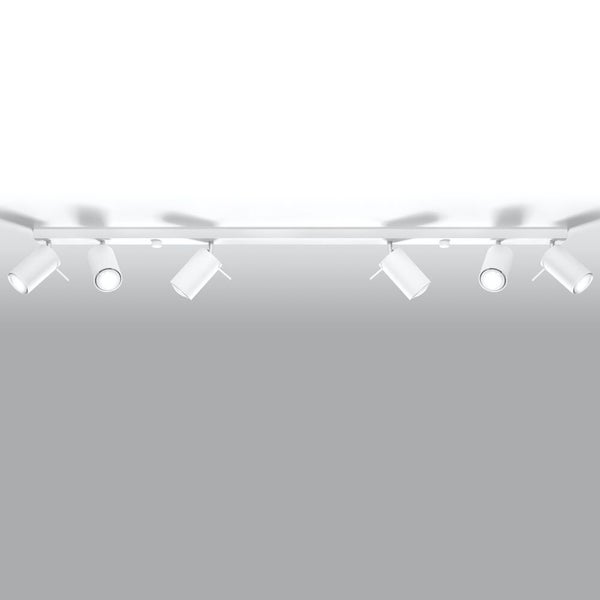 famlights | Deckenspot Angelina aus Stahl in Weiß GU10 max. 6 x 10W 1170 mm