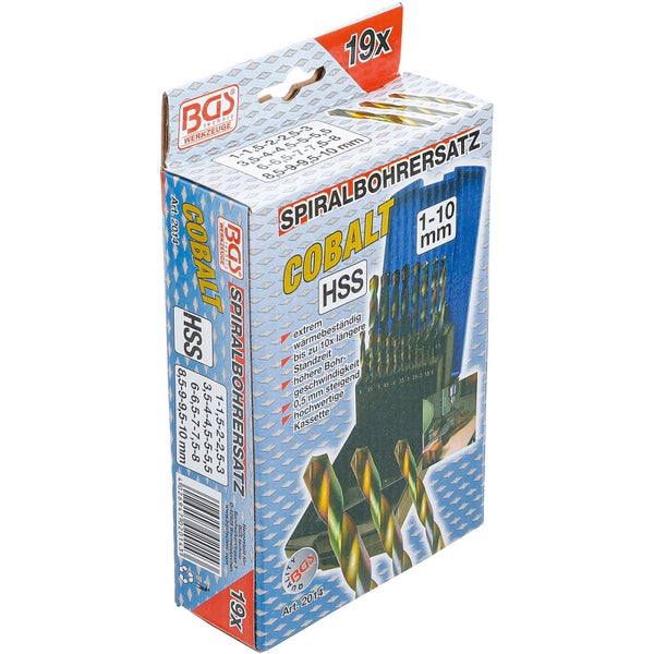 BGS Spiralbohrer-Satz HSS 1 - 10 mm 19tlg. - 2014