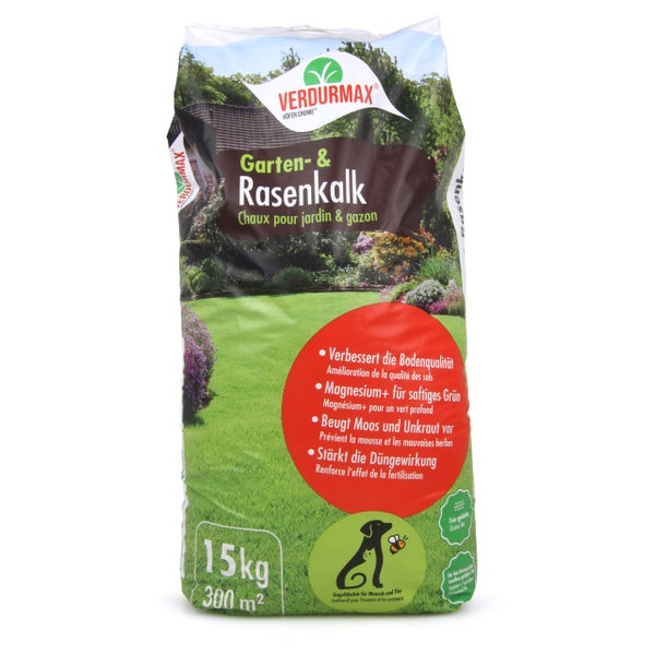 Verdurmax Garten- und Rasenkalk, 15 kg Sack zur Bodenverbesserung