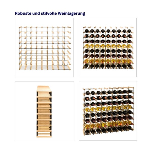 PROREGAL Modulares Weinregal Vinotega Mod Metal HxBxT 82,5 x 92,5 x 24,5 cm 9 x 8 Flaschen Massives Kiefernholz Natur