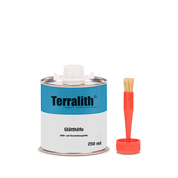 Terralith Glätthilfe, 250 Milliliter, in einer Metalldose mit Auftragspinsel.