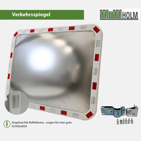 Trutzholm Verkehrsspiegel rechteckig mit Reflektoren für gute Sichtbarkeit inklusive Befestigungsmaterial