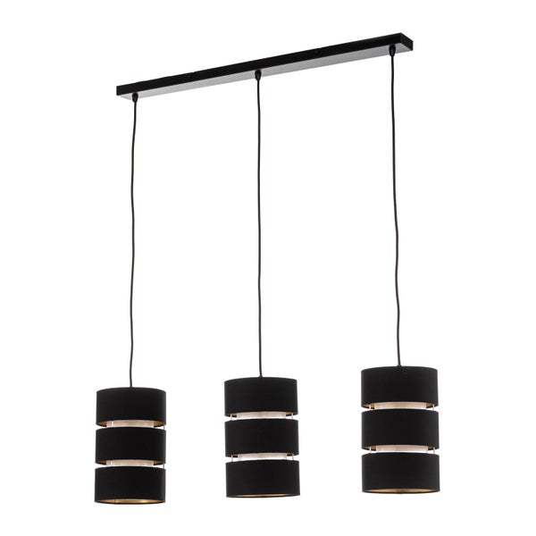 Lindby Pendelleuchte Tsomo (Skandinavisch) in Schwarz aus Textil (3 flammig, E27) - Deckenlampe Esstischlampe Hängelampe Hängeleuchte Wohnzimmerleuchte