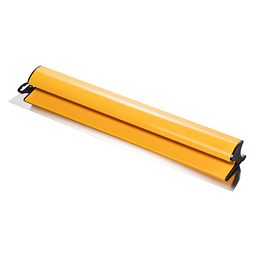 Flächenspachtel mit breiter Edelstahlklinge und gelbem Kunststoffgriff.