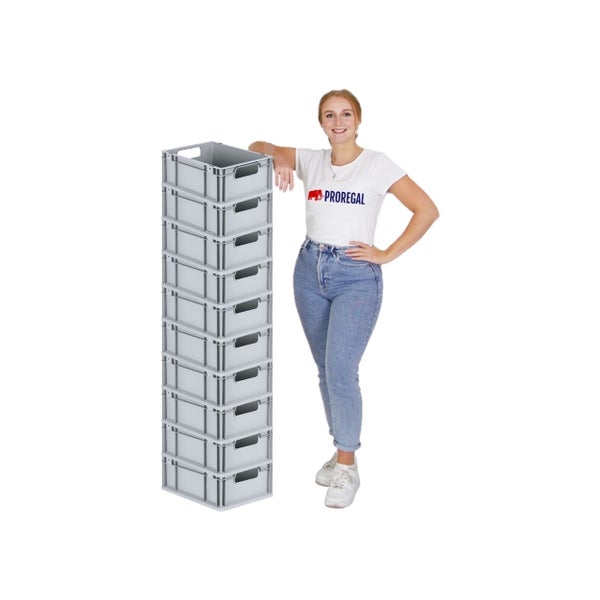 PROREGAL Spar Set 10x Eurobox Nextgen Economy Mit Scharnierdeckel & Roten Schiebeschnappverschlüssen Griffe Offen HxBxT 17 x 30 x 40 cm 16 Liter