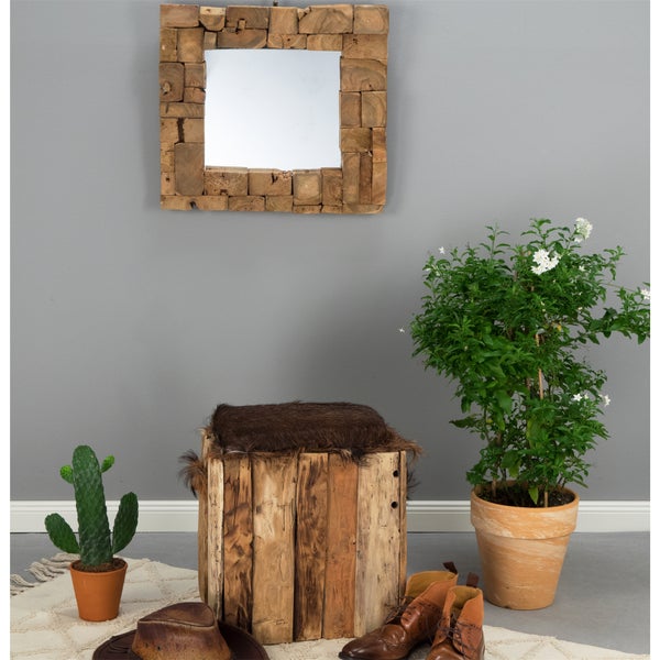 Wandspiegel  Mosaik 50x50cm Massivholz naturfarben