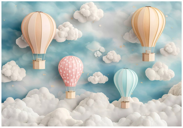 Illustration von Heißluftballons und Wolken für Kinderzimmer